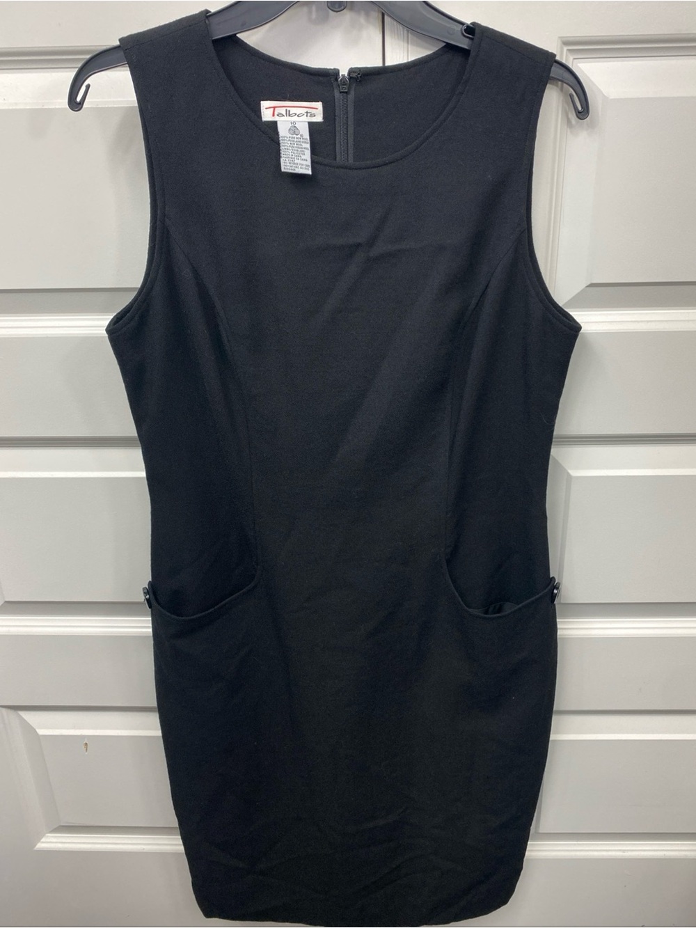 Pure New Wool Midi Sheath Dress Back Zip Lined Career 10 Talbots Preppy Black